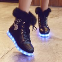 LED Light Fluffy Boots Stövlar kawaii