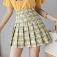 Minifalda coreana a cuadros de cintura alta kawaii coreano