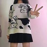 Kawaii Pullover Cow Sweater