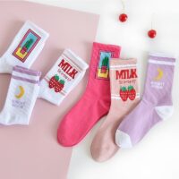 Kawaii Strawberry Milk Socks Mjölk kawaii
