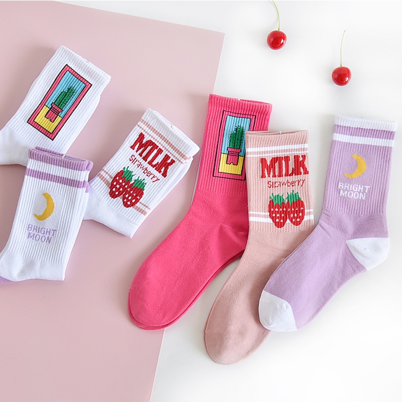 Kawaii Strawberry Milk Socks