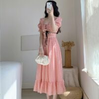 Letnia sukienka midi w kropki w stylu vintage Sukienka midi kawaii