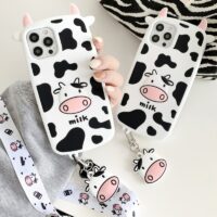 Capa fofa para iPhone de vaca leiteira Vaca kawaii