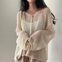 Pullover mit langen Ärmeln im Lazy-Stil Fauler Stil kawaii