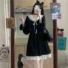 Autumn Black Lolita Dress Bow kawaii