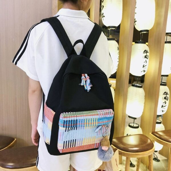 Kawaii Rainbow Plaid Backpack Rainbow kawaii