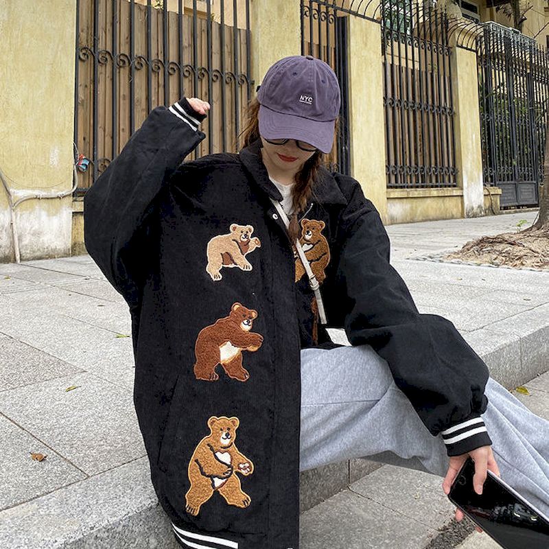 Cute Bear Baseball Jacket