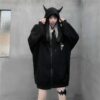 Gothic Black Devil Horn Hoodie Devil kawaii