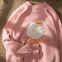 Suéter de pato estilo coreano Kawaii Pato kawaii