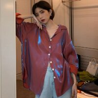 Koreanska vintage sexiga skjortor Kawaii i koreansk stil