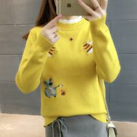 Little Bee 刺繍セーター韓国のかわいい