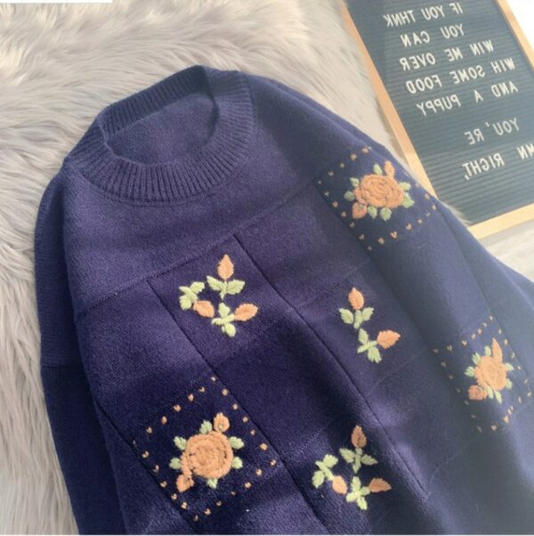 Korean Harajuku Embroidery Vintage Sweater Harajuku kawaii