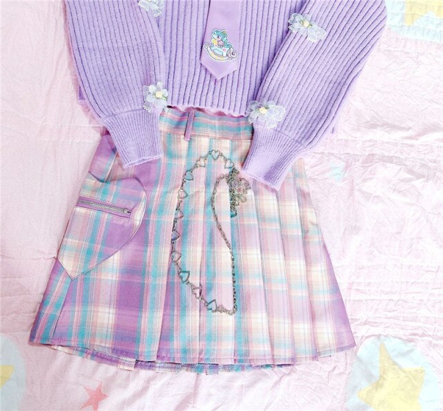 Lolita Plaid Mini Pleated Skirt