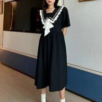 Kawaii svart sommar rosettklänning Lolita kawaii