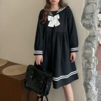 Grazioso vestito Lolita con colletto alla marinara Jk kawaii
