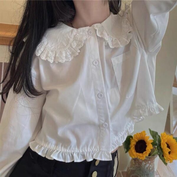 Kawaii Lolita Long Sleeve White Shirt Lolita kawaii