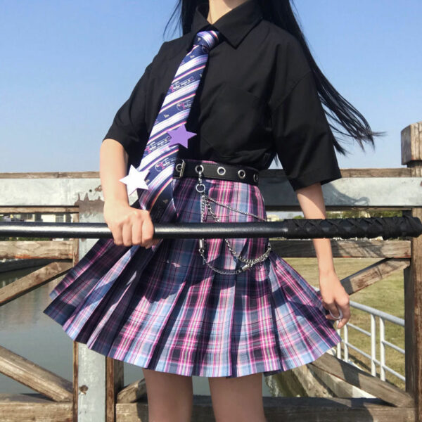 Purple Jk Plaid Mini Skirt Gothic kawaii
