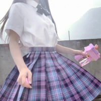 Purple Jk Plaid Mini Skirt Gothic kawaii