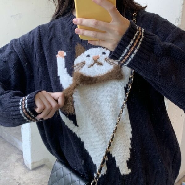 Harajuku Cute Cat Printed Sweater Cat kawaii