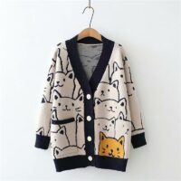 Sweter w stylu Harajuku ze słodkim kotem Kot, kawaii