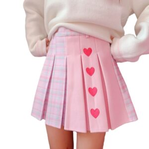 Kawaii Schoolgirl Heart Plaid Mini Skirt Heart kawaii