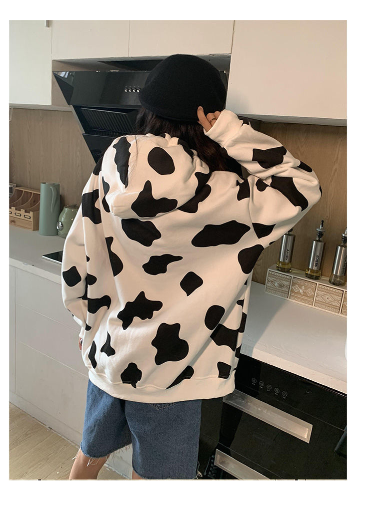 Kawaii Milk Cow Print Hoodie