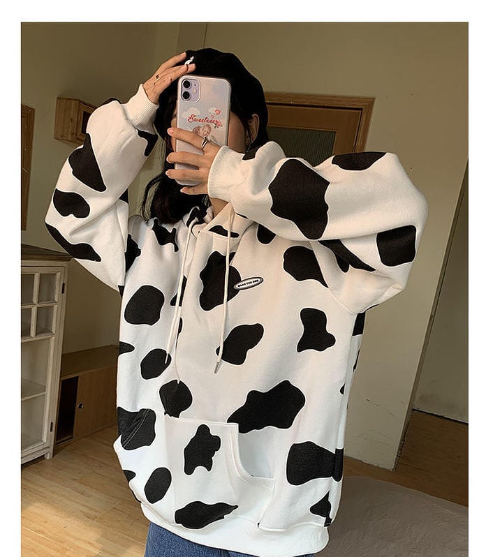 Kawaii Milk Cow Print Hoodie