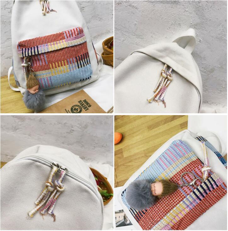 Kawaii Rainbow Plaid Backpack