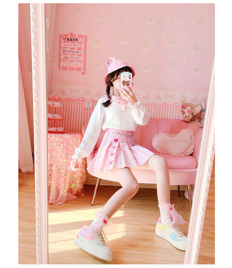 Kawaii Schoolgirl Heart Plaid Mini Skirt
