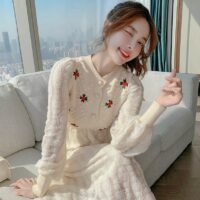 Kawaii-свитер макси-платья корейский каваи