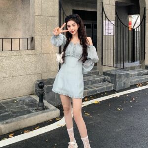 Vestido de hadas coreano de manga larga Vestido de hadas kawaii