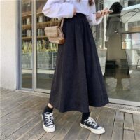 Luźna spódnica z wysokim stanem w stylu vintage Kawaii spódnica z wysokim stanem