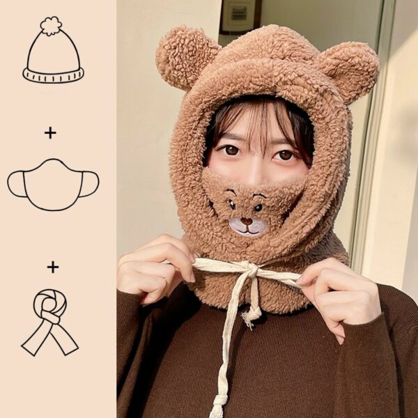 Kawaii Cartoon Bear Mask Hat Set bear kawaii
