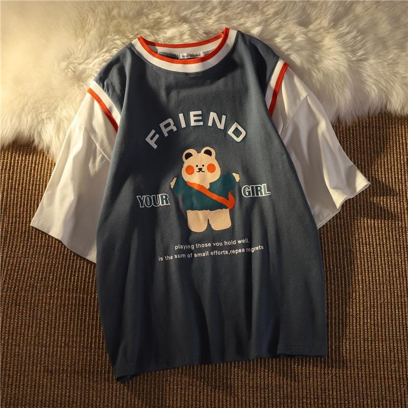 Kawaii Little Bear Printing T-Shirt