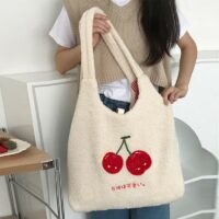 Kawaii Cherry Plush Tote Bag Cherry kawaii
