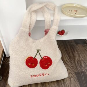 Kawaii Cherry Plush Tote Bag Cherry kawaii