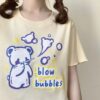 Kawaii Bear Print Graphic T-Shirts bear kawaii