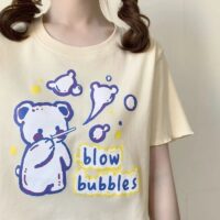 T-shirt grafiche con stampa di orsi Kawaii orso kawaii
