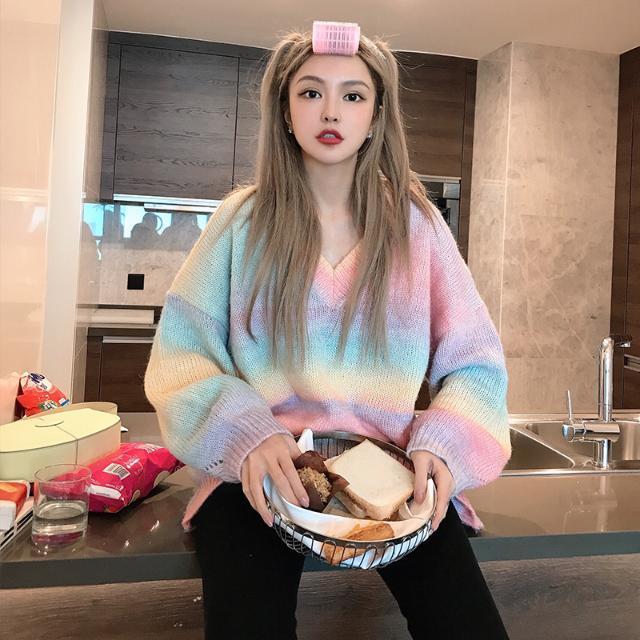Kawaii Loose Rainbow Sweater
