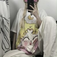 Camiseta Kawaii Sailor Moon Anos 90 Harajuku kawaii