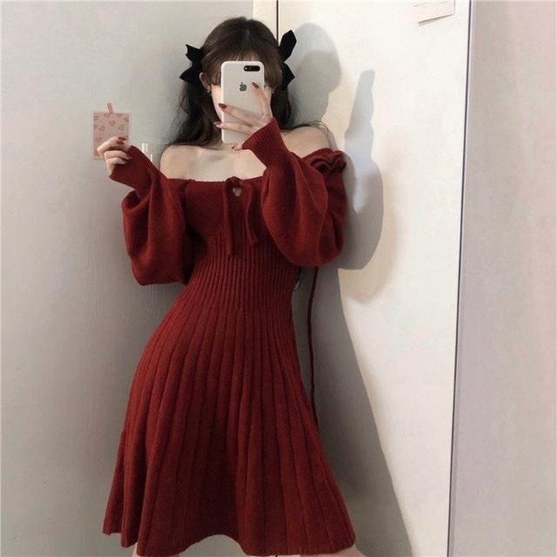 Kawaii Sweet Red Knitted Dress
