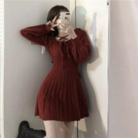 Abito in maglia rosso dolce Kawaii Kawaii giapponese