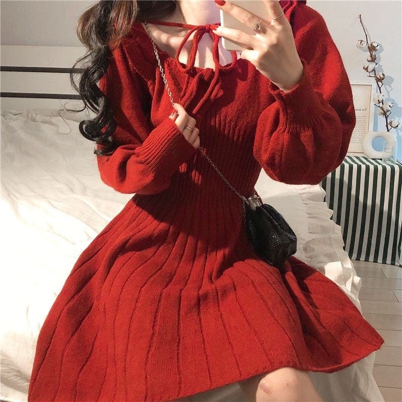 Kawaii Sweet Red Knitted Dress