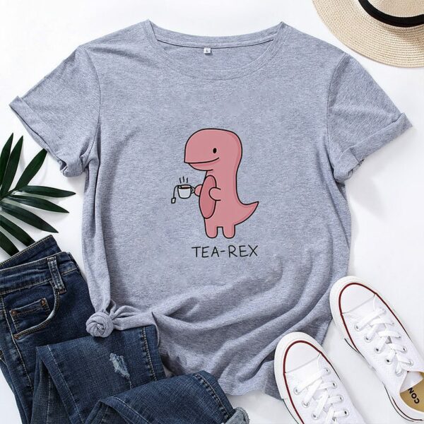Kawaii Tea-Rex Graphic T-shirt Dinosaur kawaii