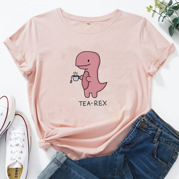 Kawaii Tea-Rex Graphic T-shirt Dinosaur kawaii