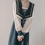 Elegant Vintage Navy Collar Dress