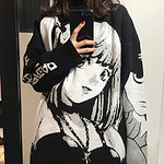 Gothic Anime Graphic Black T-Shirts