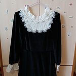 French Retro Black Midi Dress