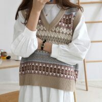 Koreansk vintage tröja med V-ringad Koreansk kawaii
