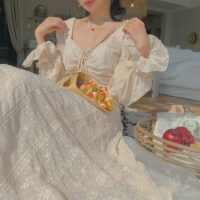 Vestido de fada de chiffon vintage francês Vestido de fada kawaii